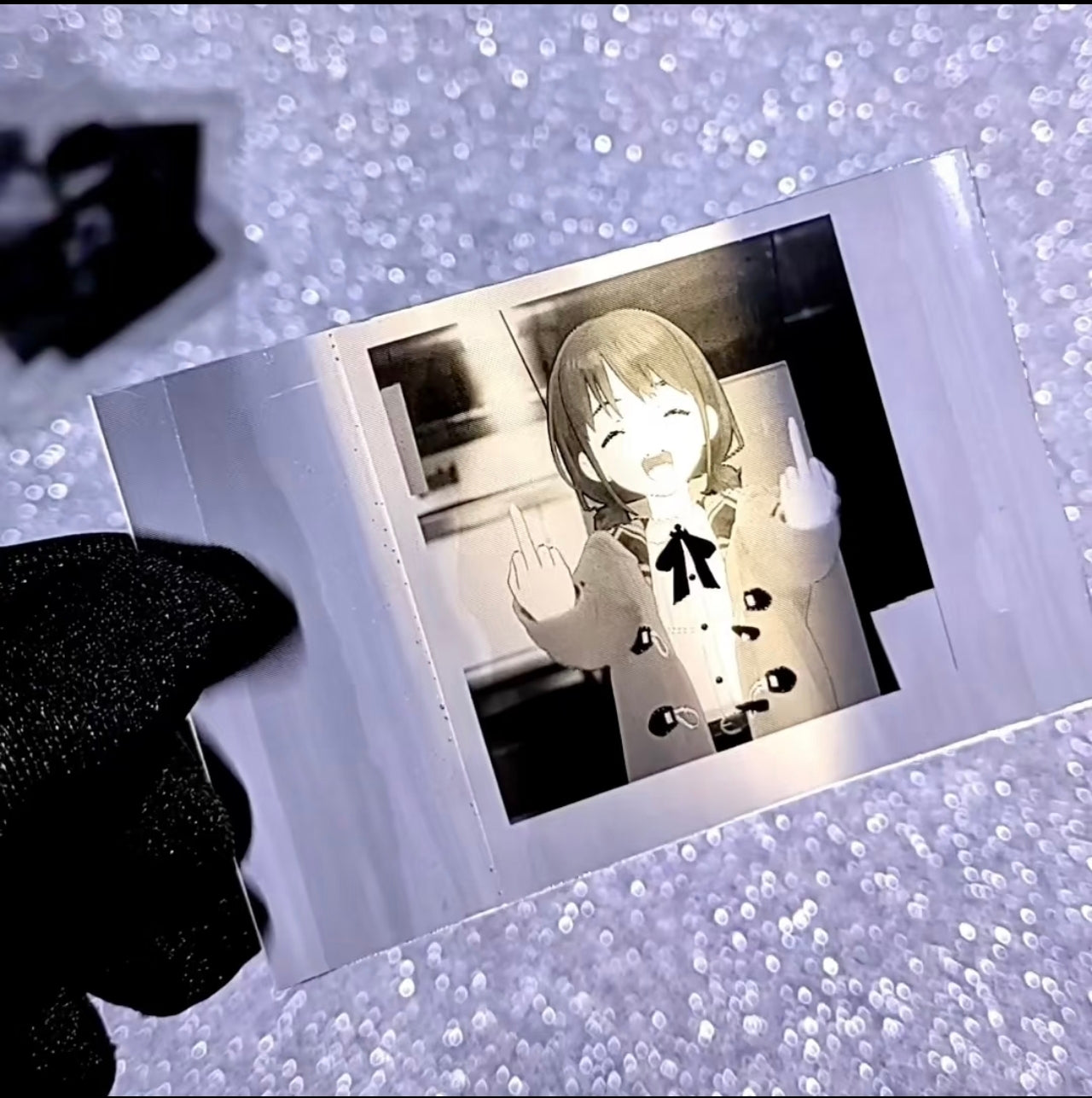 GIF film card sample,1.96*1.96in, black and white comic digital transfer to film process.