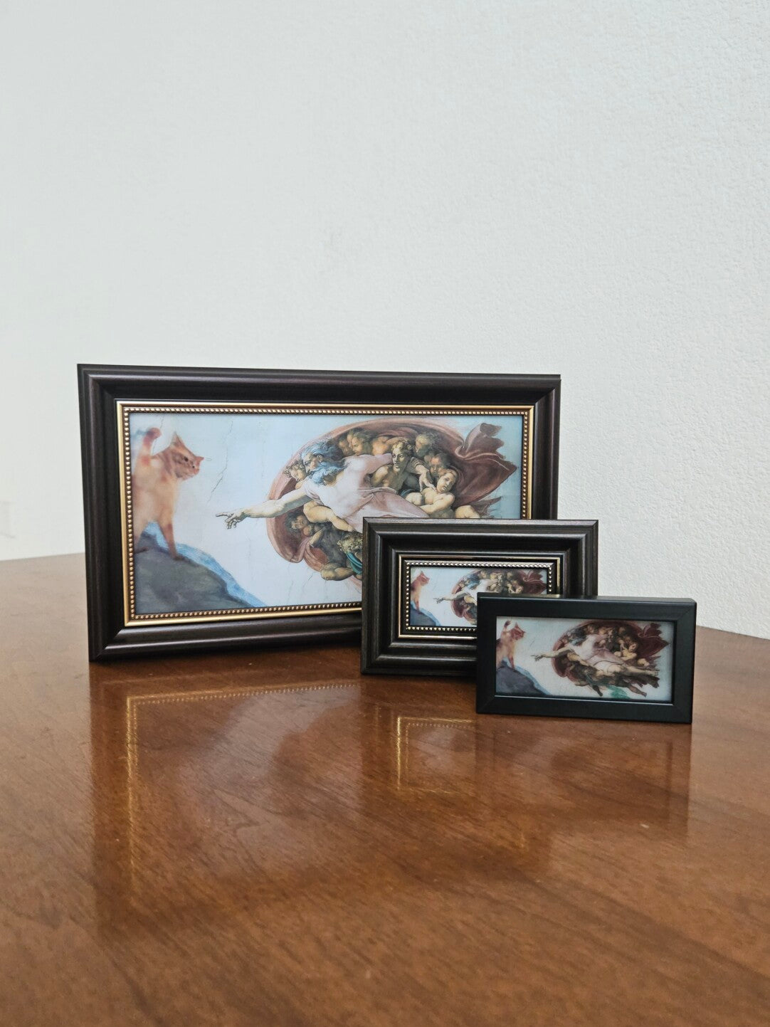 Michelangelo Cat Lenticular Art • Cat Creation of Adam • Creative Abstract Gift • Funny Cute Decorative Display • World Famous Painting Inspired