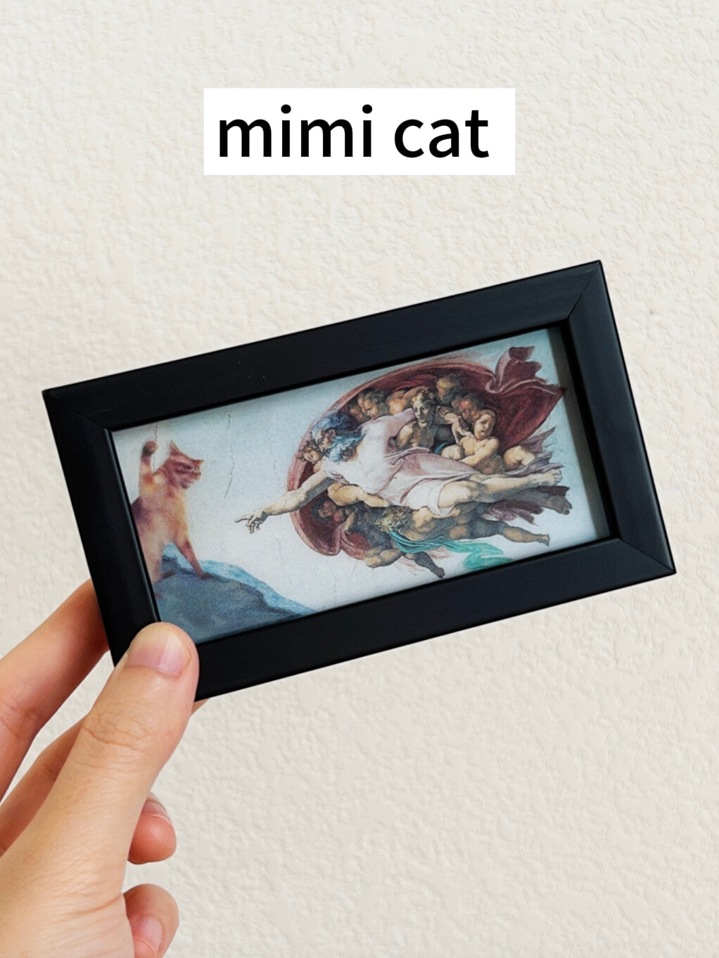 Michelangelo Cat Lenticular Art • Cat Creation of Adam • Creative Abstract Gift • Funny Cute Decorative Display • World Famous Painting Inspired