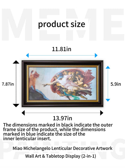 Michelangelo Cat Lenticular Art • Cat Creation of Adam • Creative Abstract Gift • Funny Cute Decorative Display • World Famous Painting Inspired