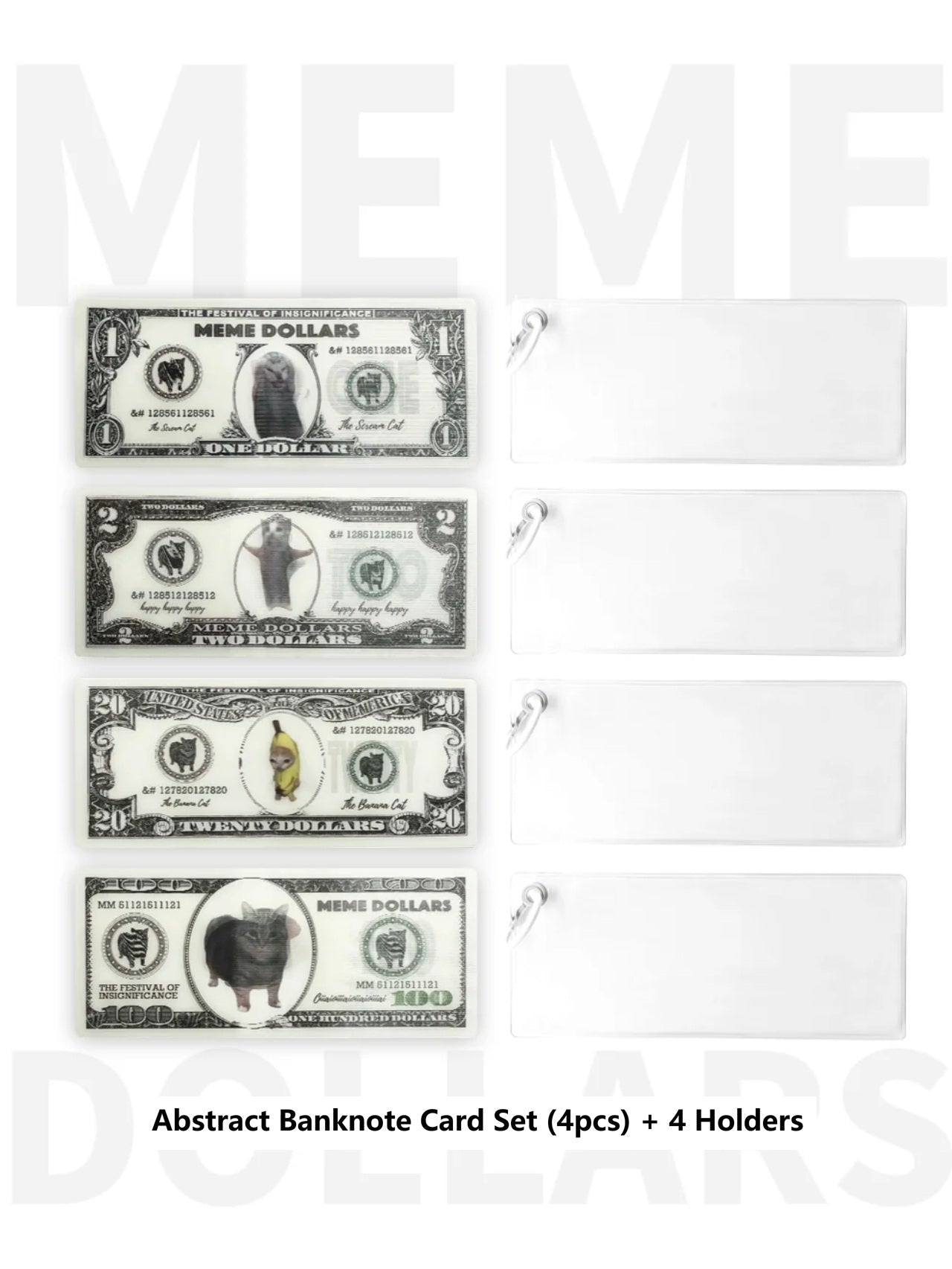 Abstract USD Cat Meme Double-Sided Lenticular Card, Creative Funny Novelty Gift