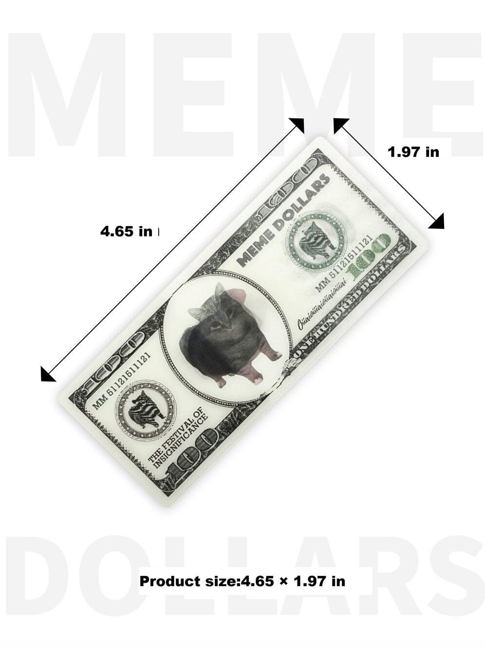 Abstract USD Cat Meme Double-Sided Lenticular Card, Creative Funny Novelty Gift