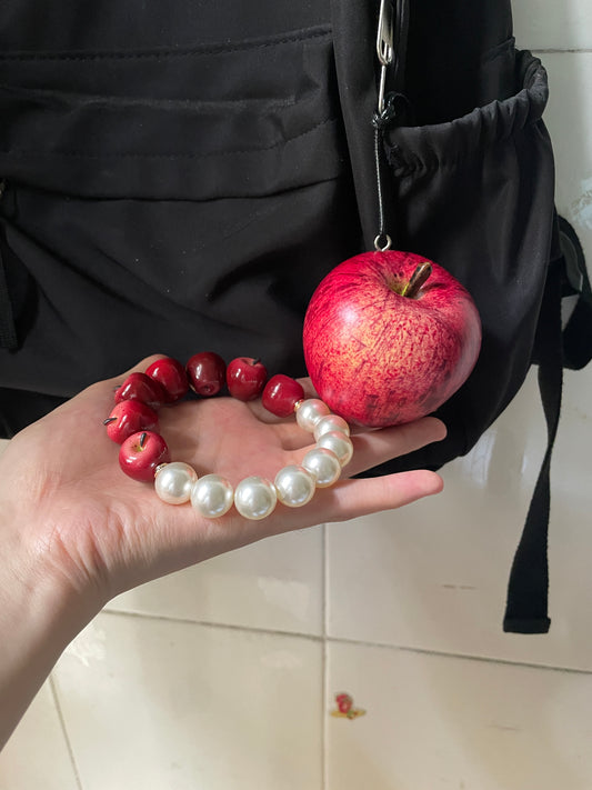 handmade apple +glass bracelet