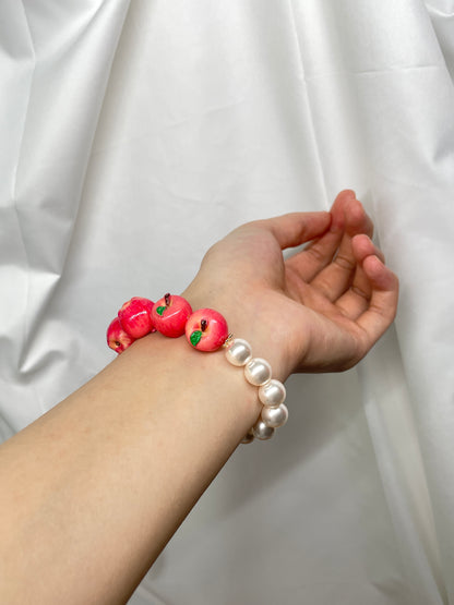 handmade apple +glass bracelet