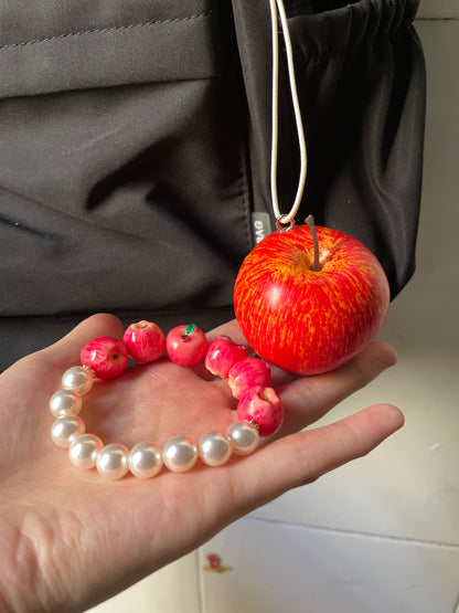 handmade apple +glass bracelet