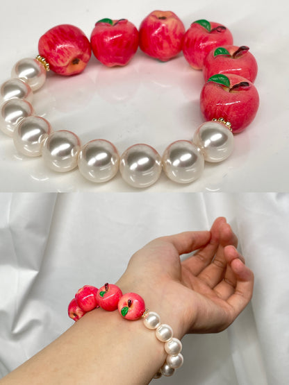 handmade apple +glass bracelet