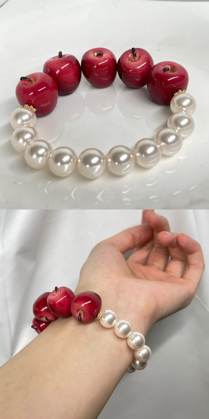 handmade apple +glass bracelet