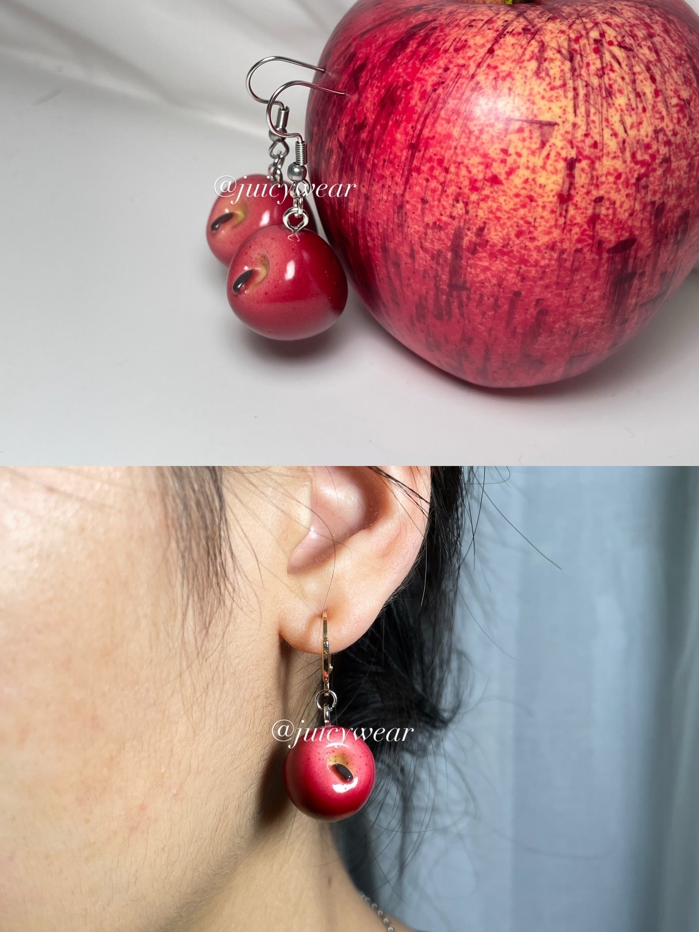 handmade apple earrings